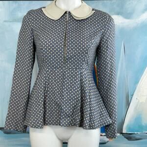 Topshop Blouse Peplum Peter Pan Collar size 4
